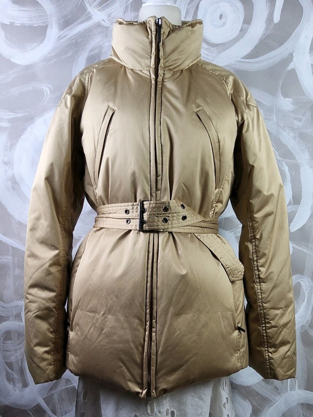 London Fog Tan Belted Puffer Coat